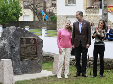 La princesa Leonor, el rey Felipe VI y la reina Letizia en su visita a Cadavedo La princesa Leonor, el rey Felipe VI y la reina Letizia en su visita a Cadavedo