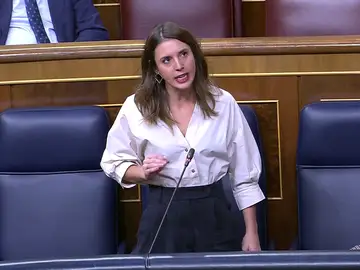 La ministra de Igualdad, Irene Montero, durante su intervención en el Congreso de los Diputados La ministra de Igualdad, Irene Montero, durante su intervención en el Congreso de los Diputados