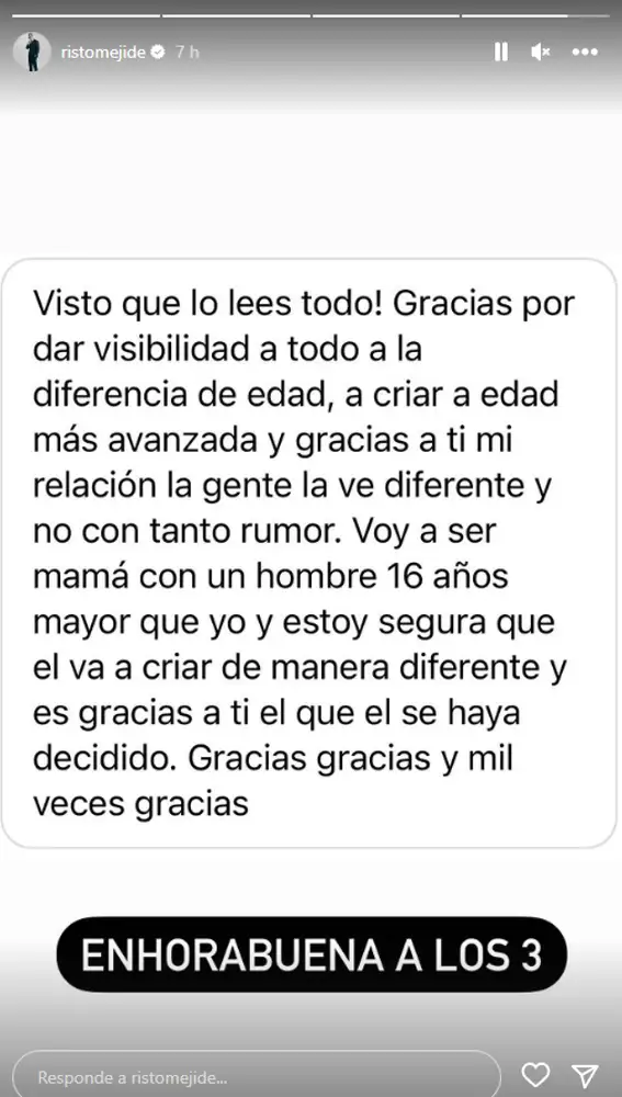 Risto Mejide comparte el mensaje de una seguidora sobre la diferencia de edad