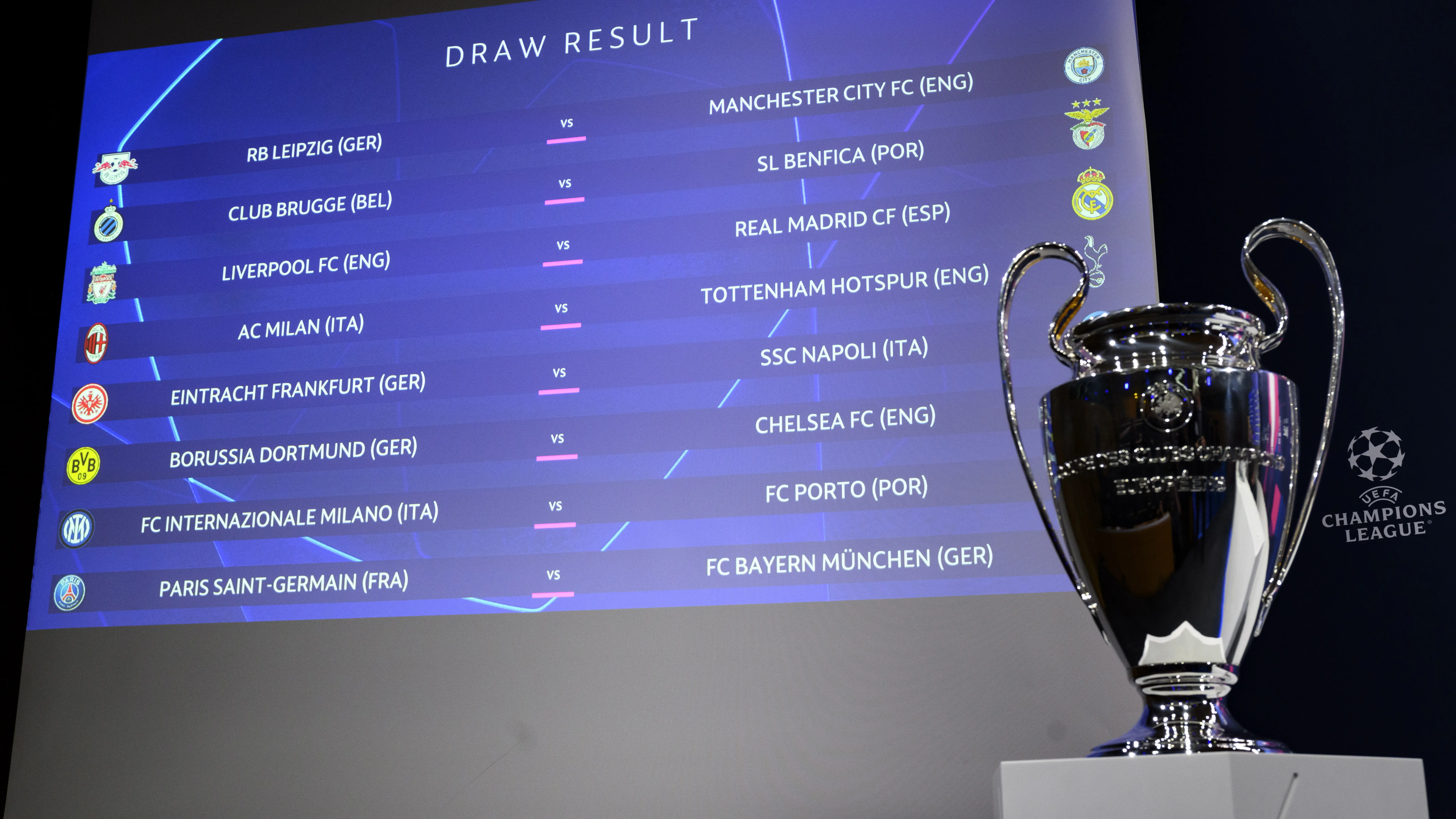 Resultado del sorteo de octavos de la Liga de Campeones en la sede de la UEFA en Nyon