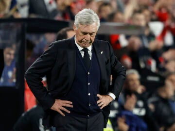 Carlo Ancelotti, en el Estadio de Vallecas