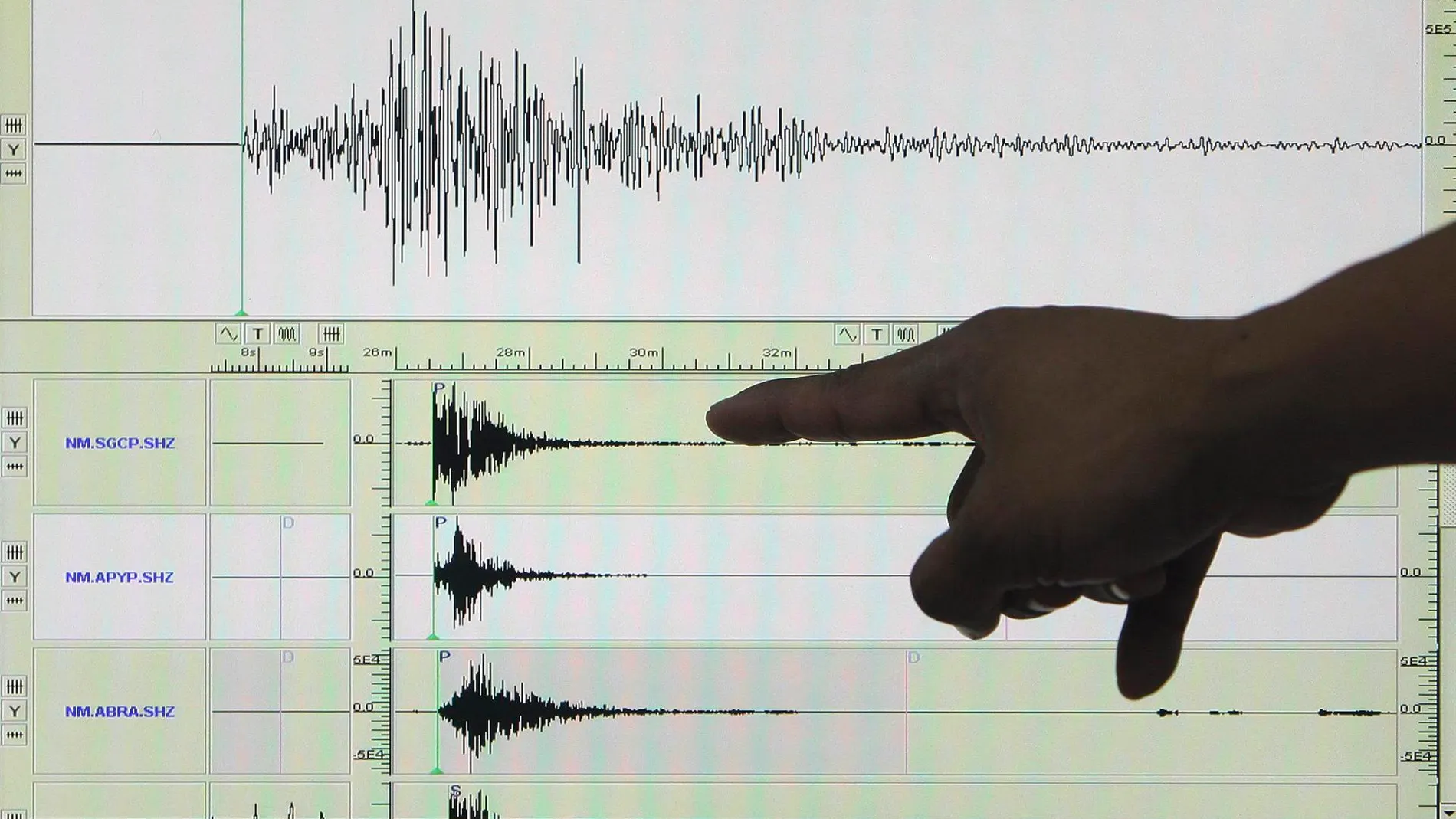 Un sismógrafo en el que aparece registrado un terremoto