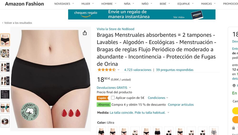 Bragas discount menstruales baratas