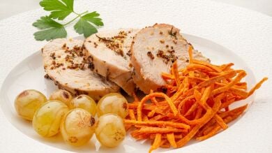 Receta baja en grasa: pavo a la mostaza con uvas y boniato, de Karlos Arguiñano