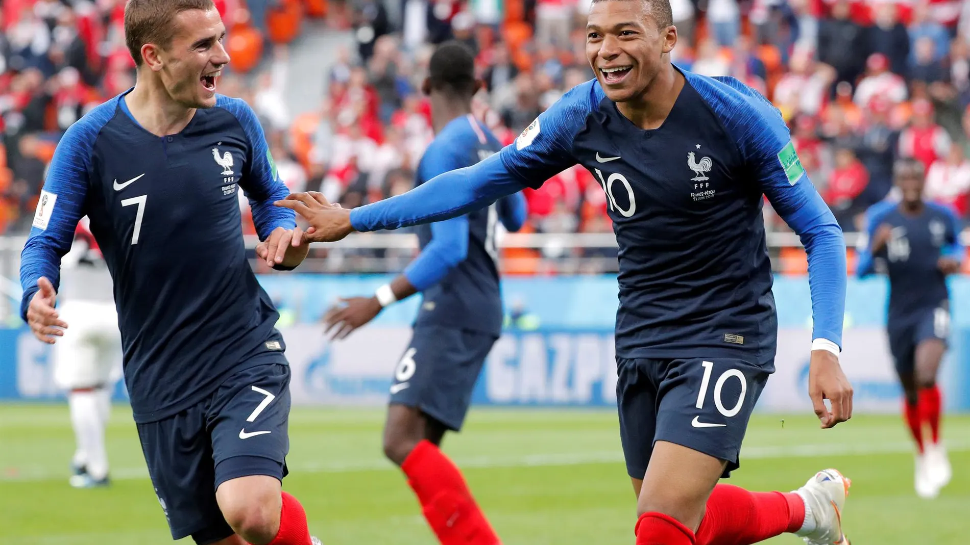 La selección de Francia celebra un gol durante el pasado Mundial