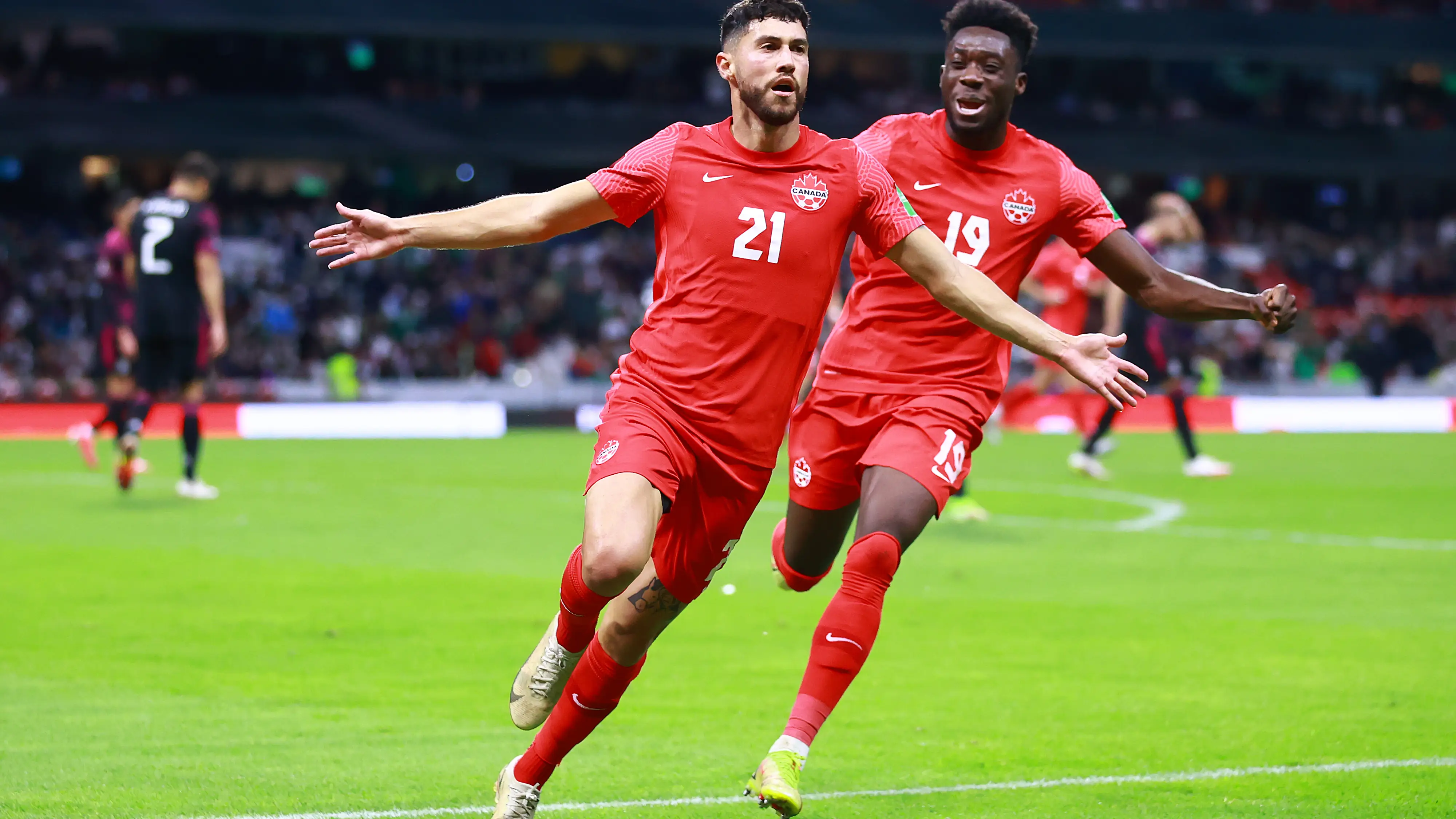 La selección de Canadá celebrando un gol contra México La selección de Canadá celebrando un gol contra México