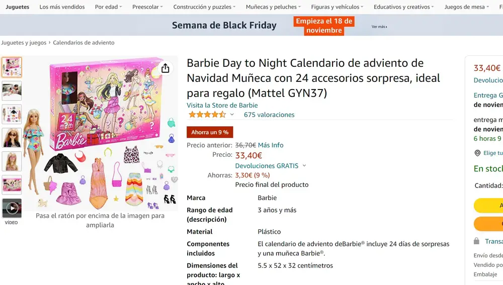 Calendario de Adviento de Barbie