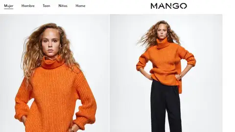 Jersey de punto de cuello vuelto y color naranja. Jersey de punto de cuello vuelto y color naranja.