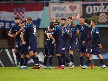 La selección de Croacia celebrando un gol