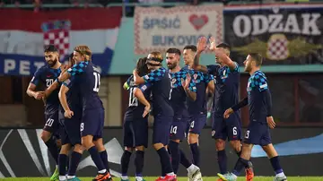 La selección de Croacia celebrando un gol