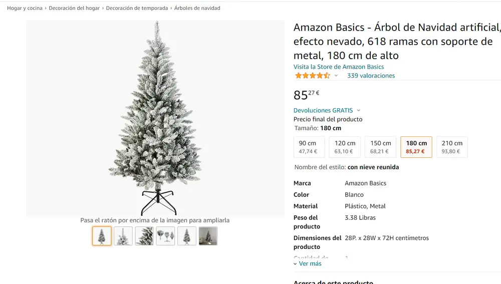 Árbol de Navidad con efecto nevado