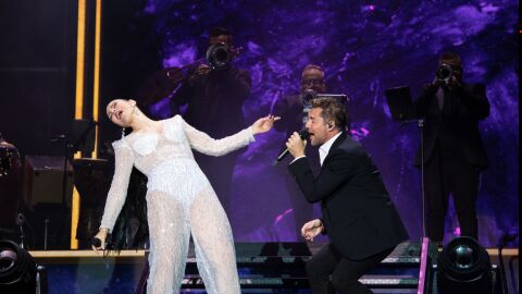 Rosa López actuando en el concierto de David Bisbal en Almería 