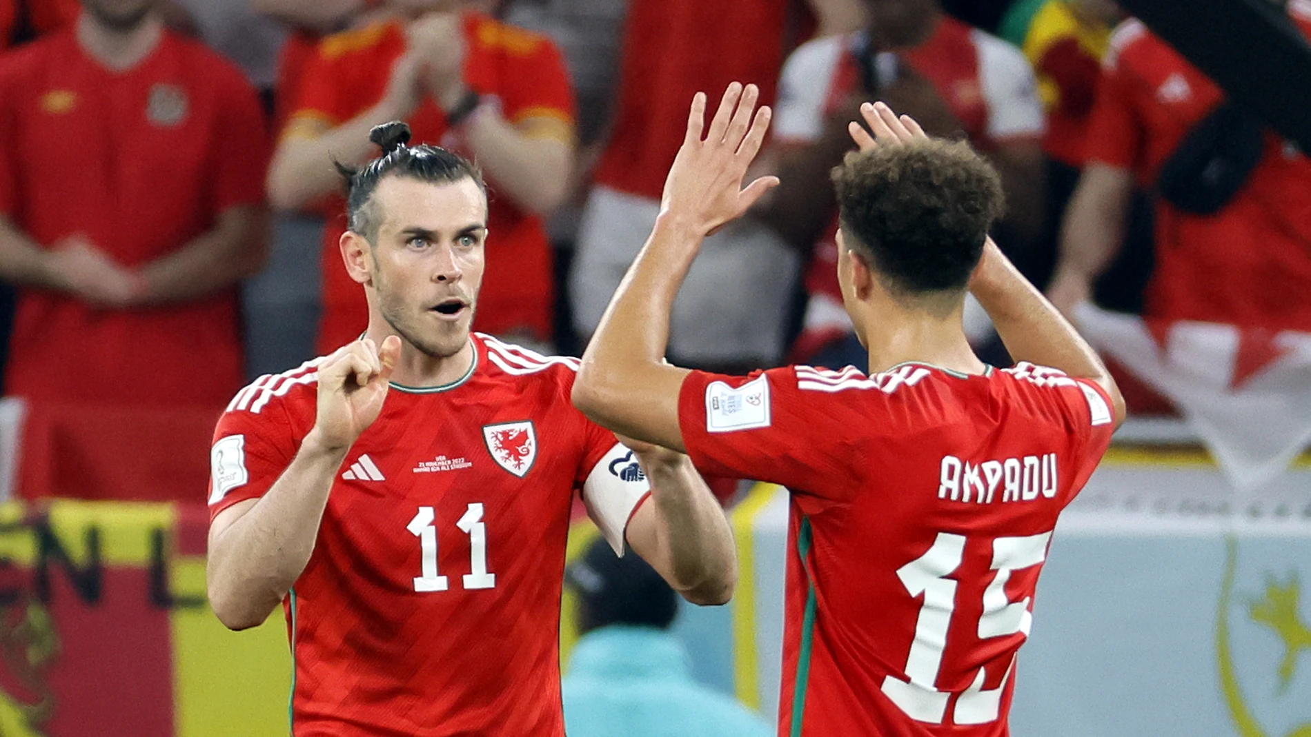 Gareth Bale celebra su gol ante Estados Unidos en el Mundial de Qatar