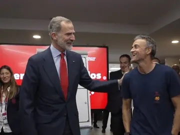 Felipe VI felicitando a los jugadores de España Felipe VI felicitando a los jugadores de España