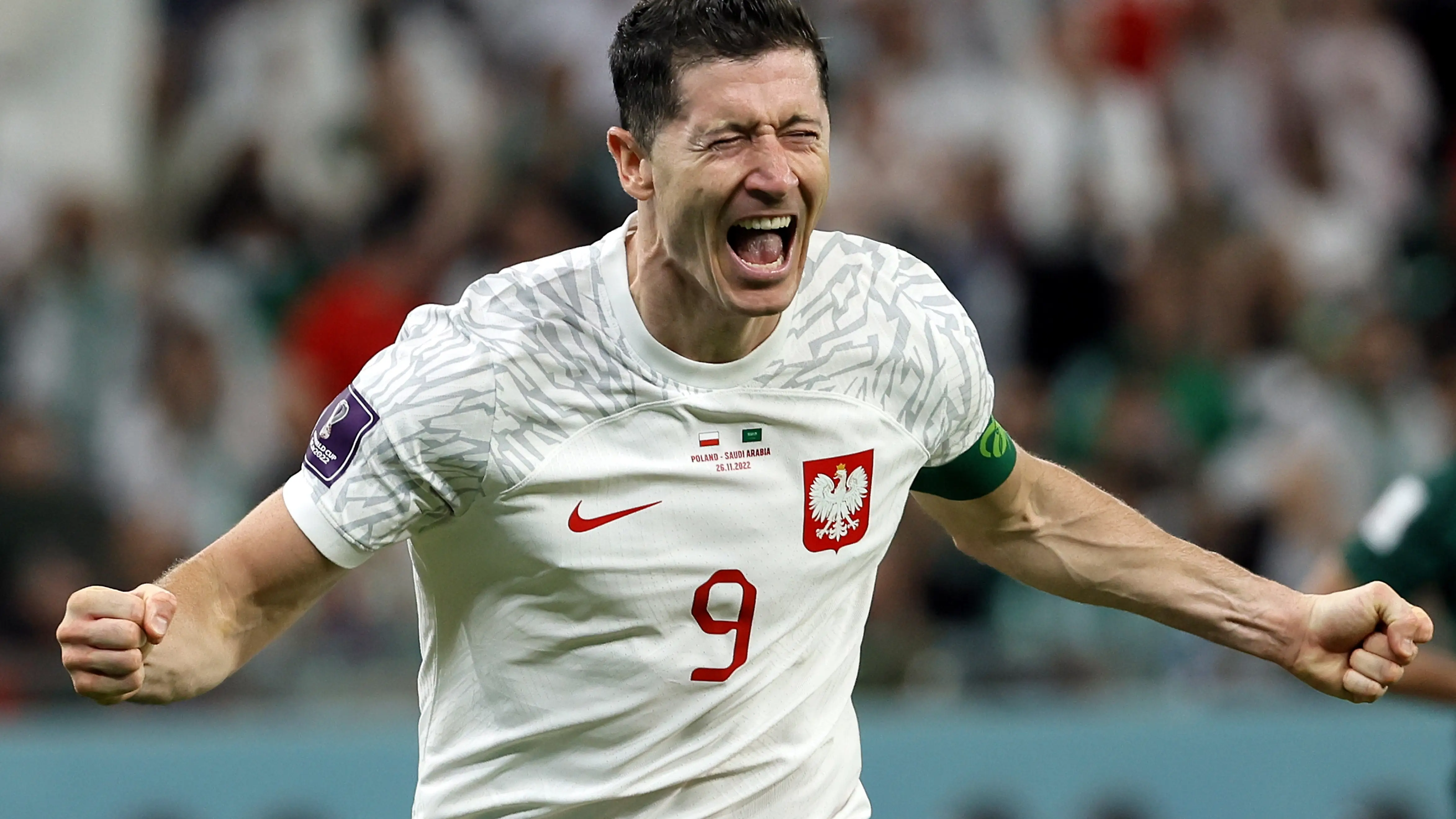 Lewandowski celebra su primer gol en un Mundial de fútbol Lewandowski celebra su primer gol en un Mundial de fútbol