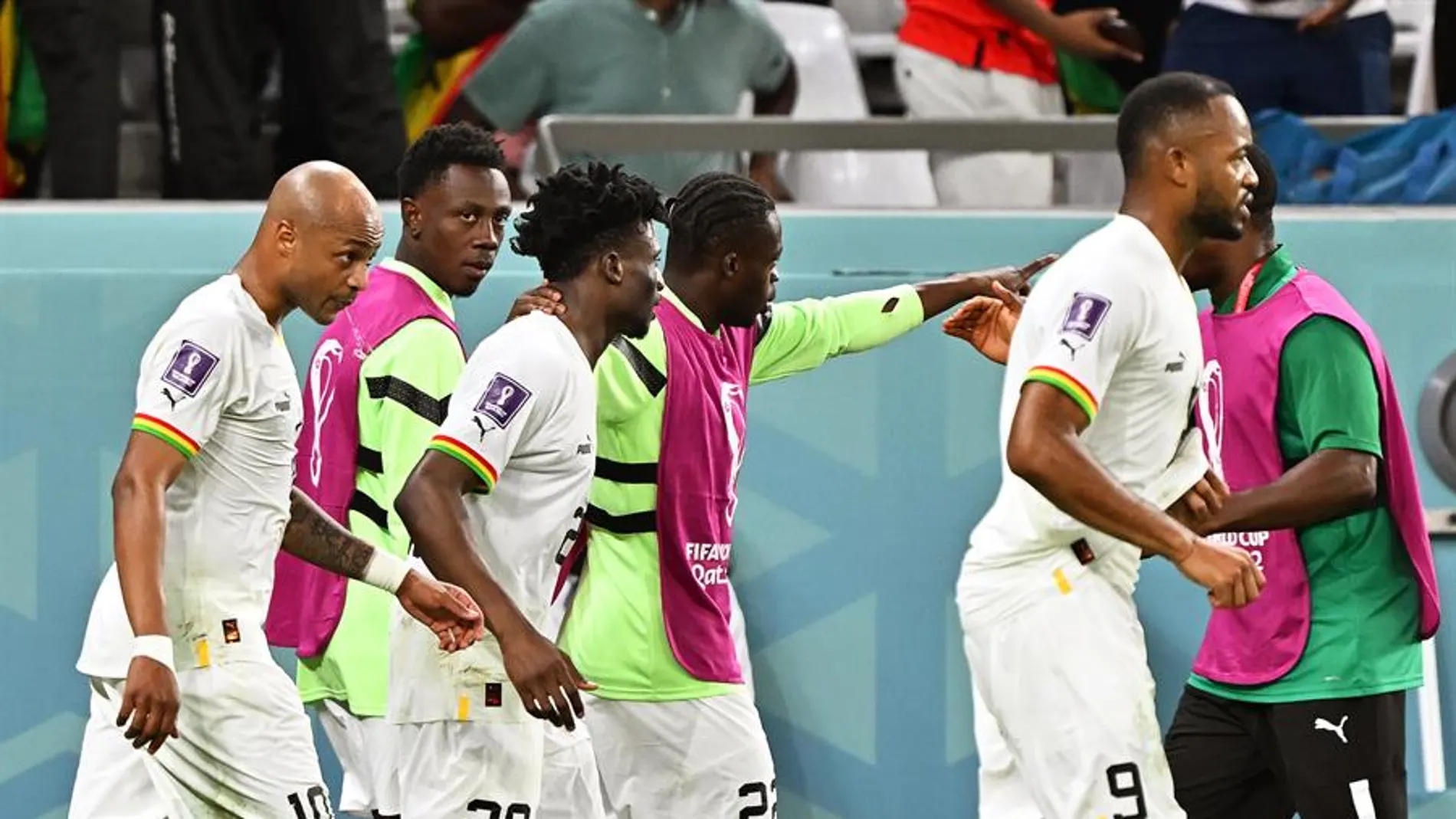 Ghana celebra uno de sus goles a Corea del Sur