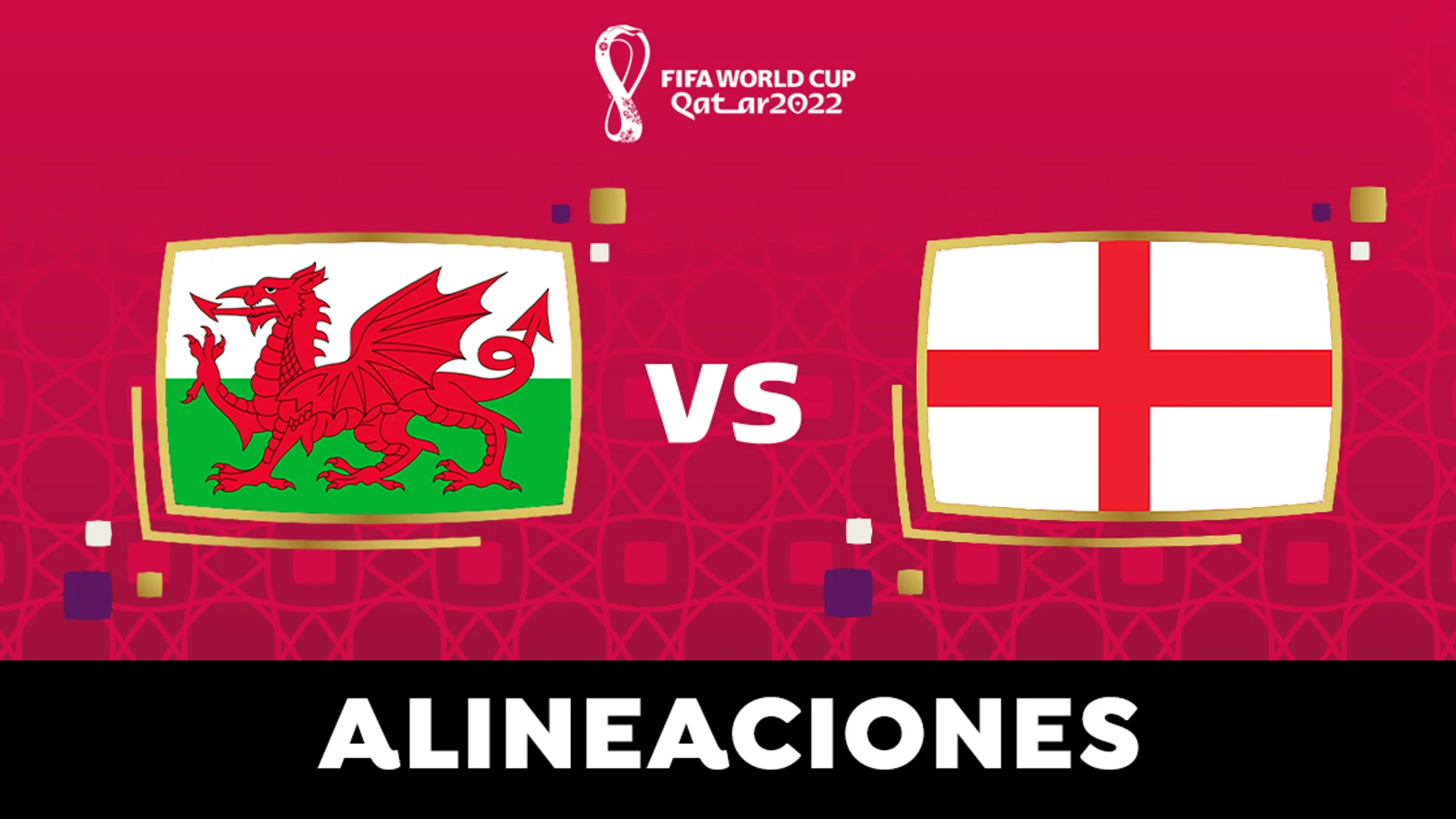 Alineación de Inglaterra contra Gales en el partido del Grupo B del Mundial de Qatar