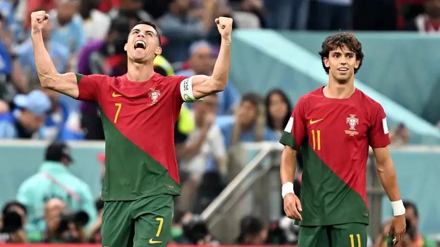 Cristiano Ronaldo celebra el primer gol de Portugal a Uruguay Cristiano Ronaldo celebra el primer gol de Portugal a Uruguay