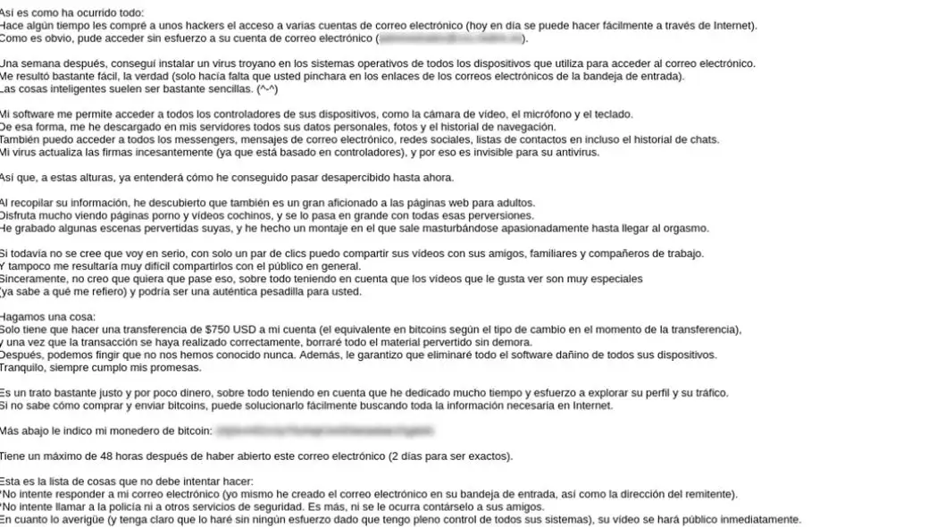 Nueva a campaña de sextorsión Nueva a campaña de sextorsión