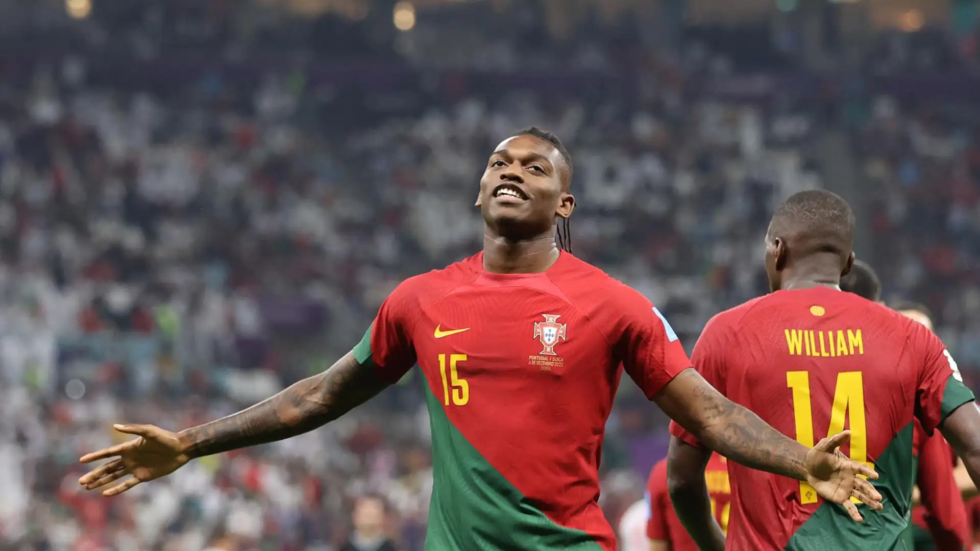 Rafael Leao celebra uno de los goles contra Suiza Rafael Leao celebra uno de los goles contra Suiza