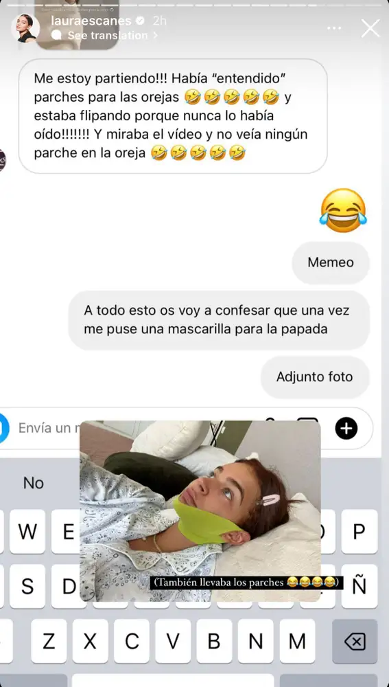 Laura Escanes muestra su mascarilla para la papada
