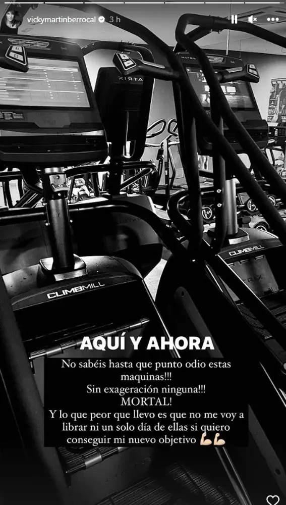 Vicky Martín Berrocal en las máquinas del gimnasio