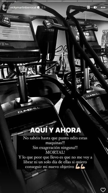Vicky Martín Berrocal en las máquinas del gimnasio 