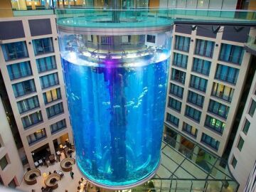 El AquaDom de Berlín, el acuario cilíndrico más grande del mundo