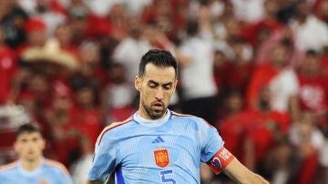 Sergio Busquets, en el partido contra Marruecos del Mundial