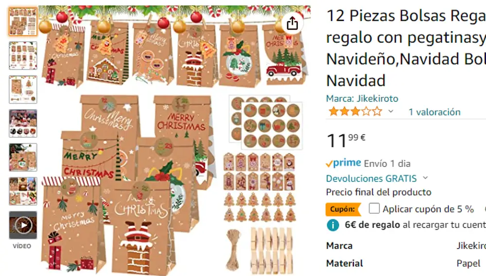 Sobres y bolsas con estampados navideños