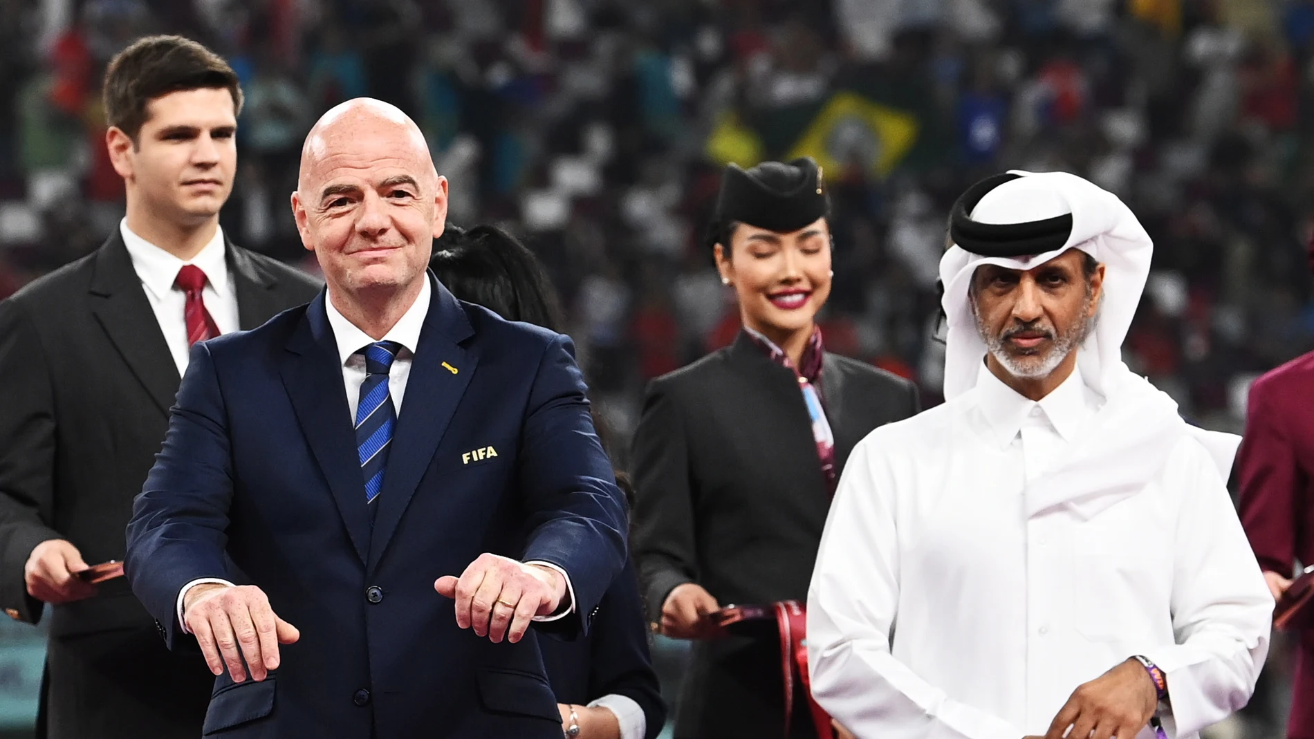 Gianni Infantino junto a Sheikh Hamad bin Khalifa bin Ahmed al-Thani