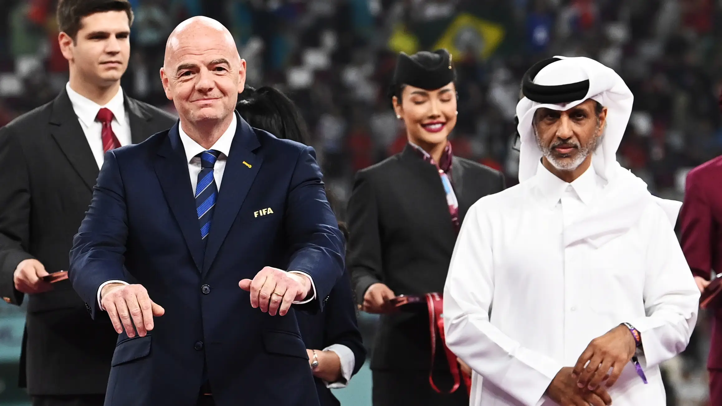 Gianni Infantino junto a Sheikh Hamad bin Khalifa bin Ahmed al-Thani Gianni Infantino junto a Sheikh Hamad bin Khalifa bin Ahmed al-Thani