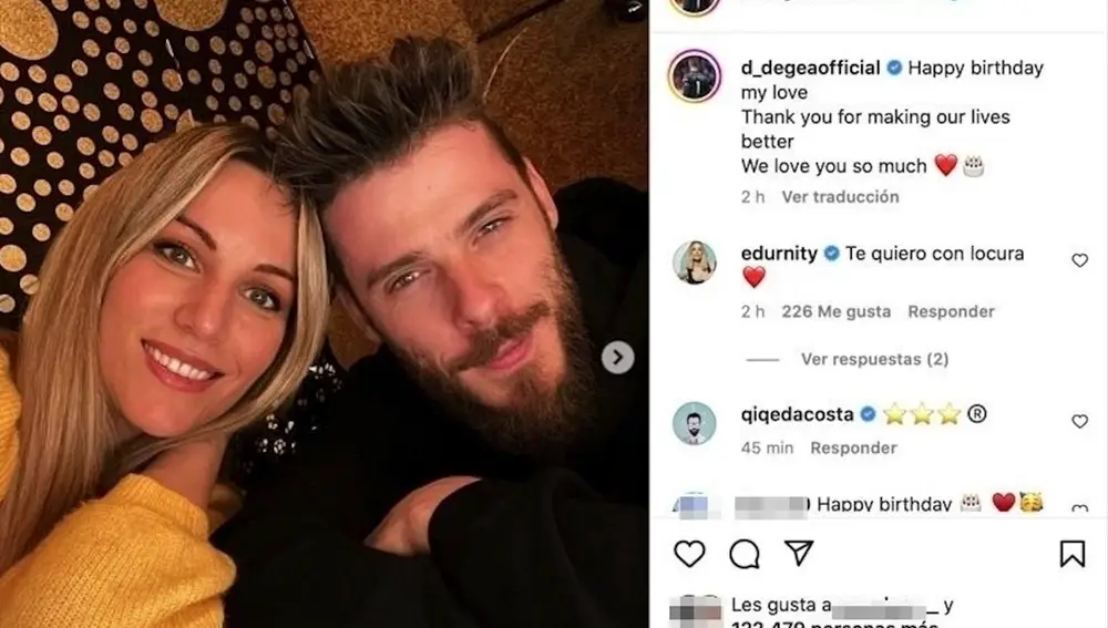 David de Gea felicita a Edurne por su cumpleaños