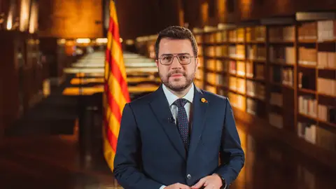 El presidente de la Generalitat, Pere Aragonès, durante su discurso de Navidad El presidente de la Generalitat, Pere Aragonès, durante su discurso de Navidad