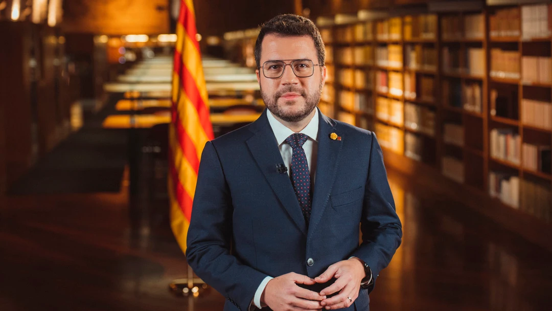 El presidente de la Generalitat, Pere Aragonès, durante su discurso de Navidad El presidente de la Generalitat, Pere Aragonès, durante su discurso de Navidad