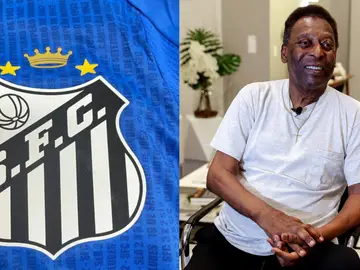 Nuevo escudo del Santos en homenaje a Pelé Nuevo escudo del Santos en homenaje a Pelé