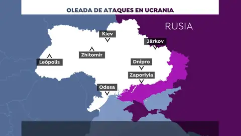 El mapa de la oleada de ataques en Ucrania El mapa de la oleada de ataques en Ucrania