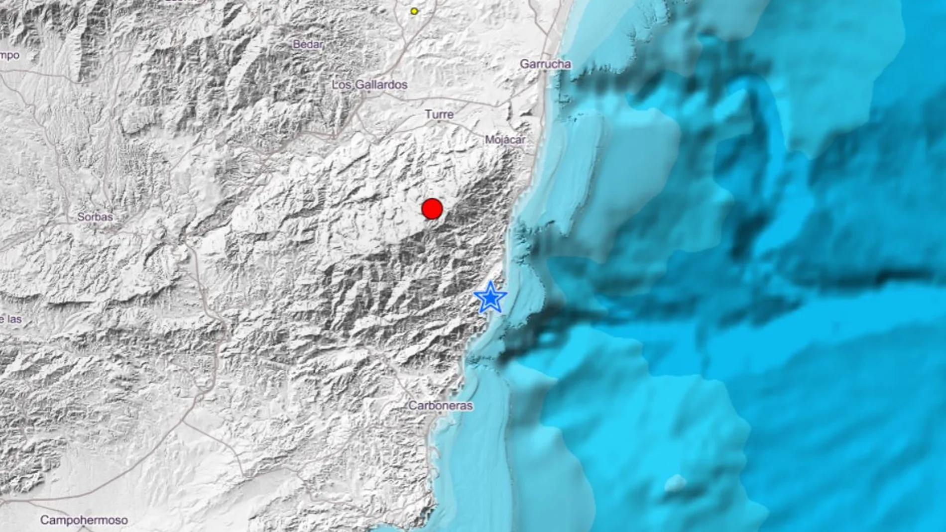 Imagen del terremoto registrado en Almería