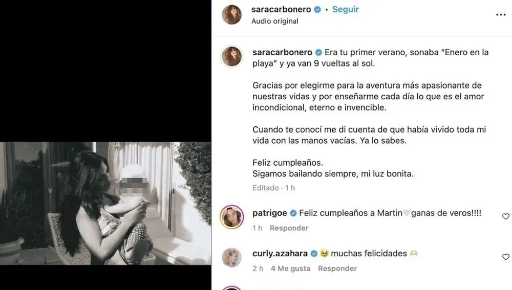 Sara Carbonero con su hijo en su&quot; primer verano&quot; juntos