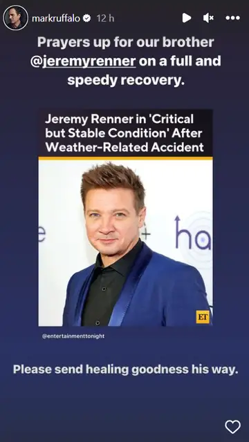Mark Ruffalo se preocupa por Jeremy Renner Mark Ruffalo se preocupa por Jeremy Renner