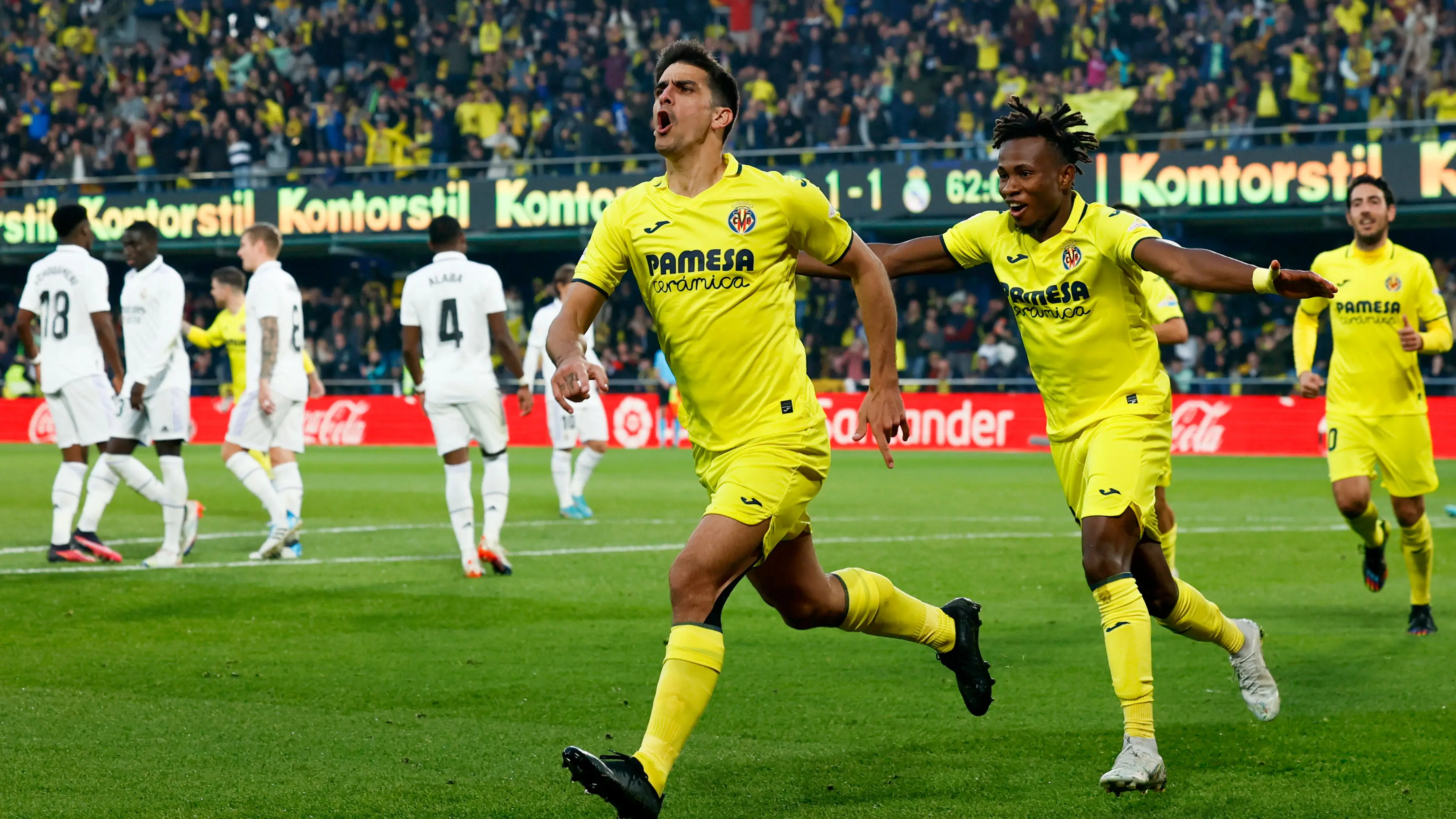 Gerard Moreno celebra el 2-1 ante el Real Madrid