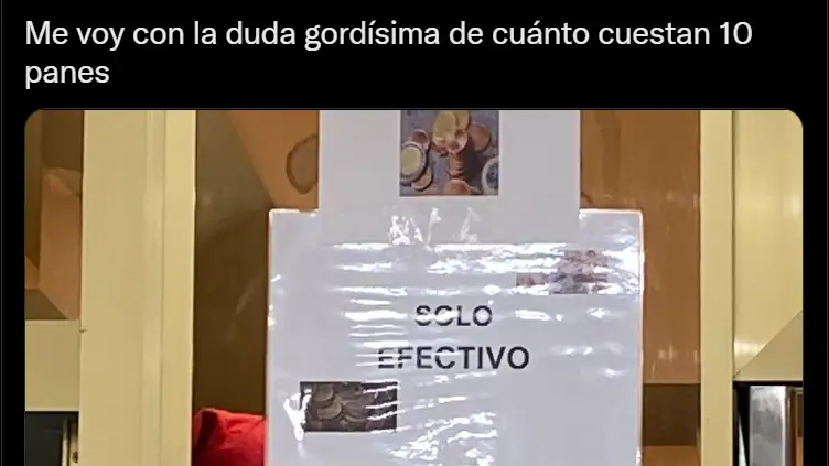 Tuit de Javier Burgos sobre el cartel de una panadería de un barrio de Valencia Tuit de Javier Burgos sobre el cartel de una panadería de un barrio de Valencia