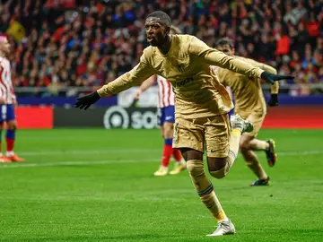 El delantero francés del FC Barcelona, Ousmane Dembélé, celebra un gol El delantero francés del FC Barcelona, Ousmane Dembélé, celebra un gol