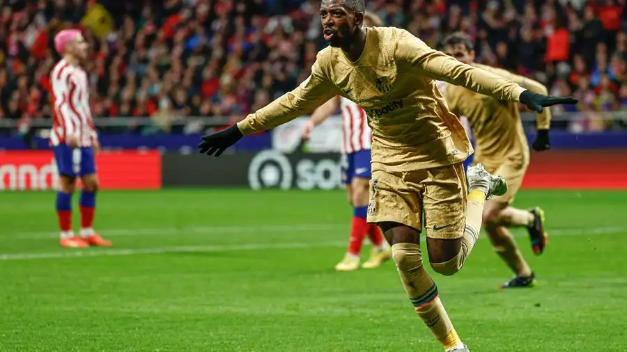 El delantero francés del FC Barcelona, Ousmane Dembélé, celebra un gol El delantero francés del FC Barcelona, Ousmane Dembélé, celebra un gol