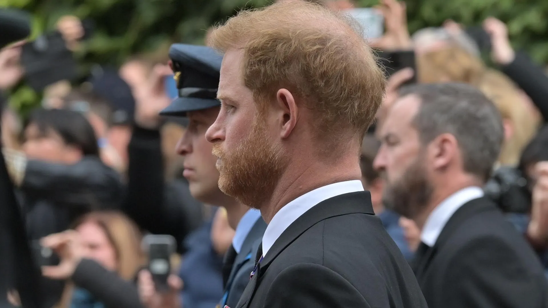 El príncipe Harry durante el funeral de Isabel II El príncipe Harry durante el funeral de Isabel II