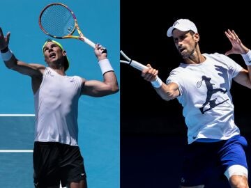 Nadal y Djokovic entrenando de cara al Open de Australia 2023