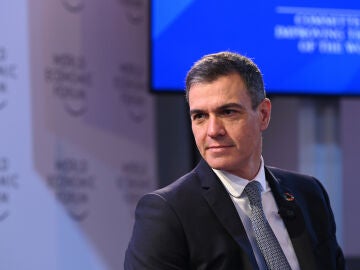 El presidente del Gobierno, Pedro Sánchez, este martes durante la reunión anual del Foro Económico Mundial