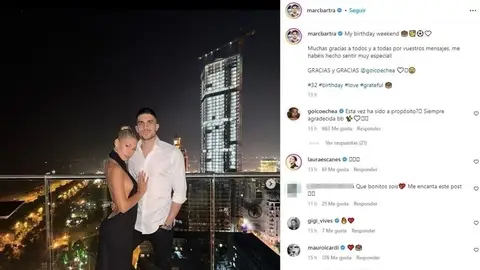 El irónico mensaje de Jessica Goicoechea a Marc Bartra El irónico mensaje de Jessica Goicoechea a Marc Bartra