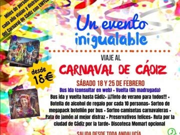 Cartel de la oferta para el carnaval de Cádiz 