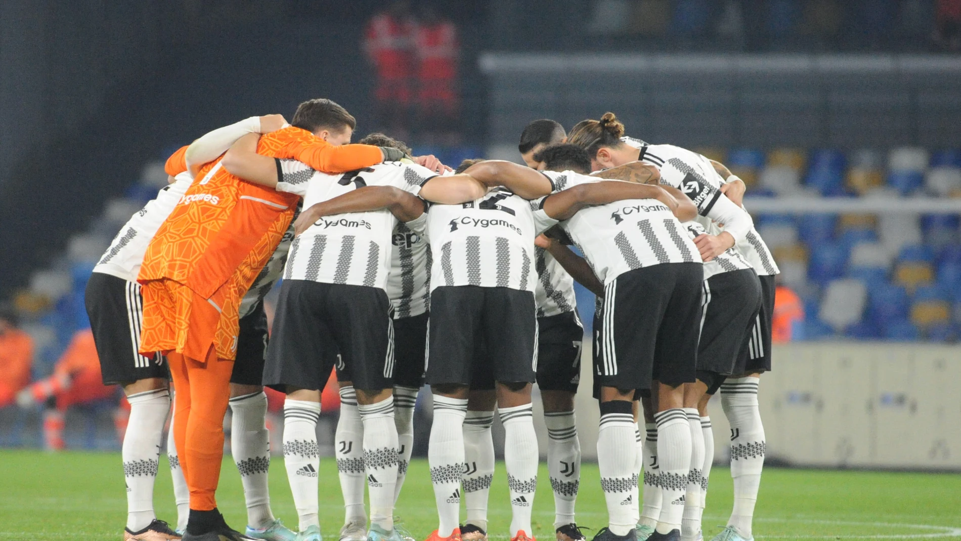 Los jugadores de la Juventus en un partido de la Serie A